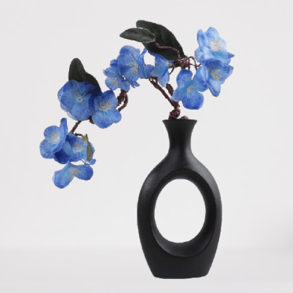 Ceramic Abstract Black Vase with Hollow Design – Nordic Style Flower Vase for Home Decor