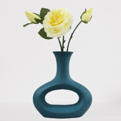 Ceramic Abstract Vase with Hollow Design – Nordic Flower Vase for Home Decor, Blue