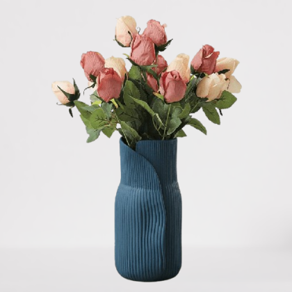 Dark Blue Ceramic Vase for Nordic Modern Art – Ideal for Dry Flower Arrangements and Pampas Grass